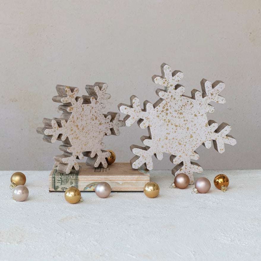 Mango Wood Snowflake w/Gold Foil