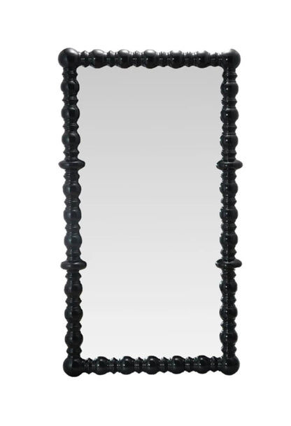 Black Spindle Wood Framed Wall Mirror