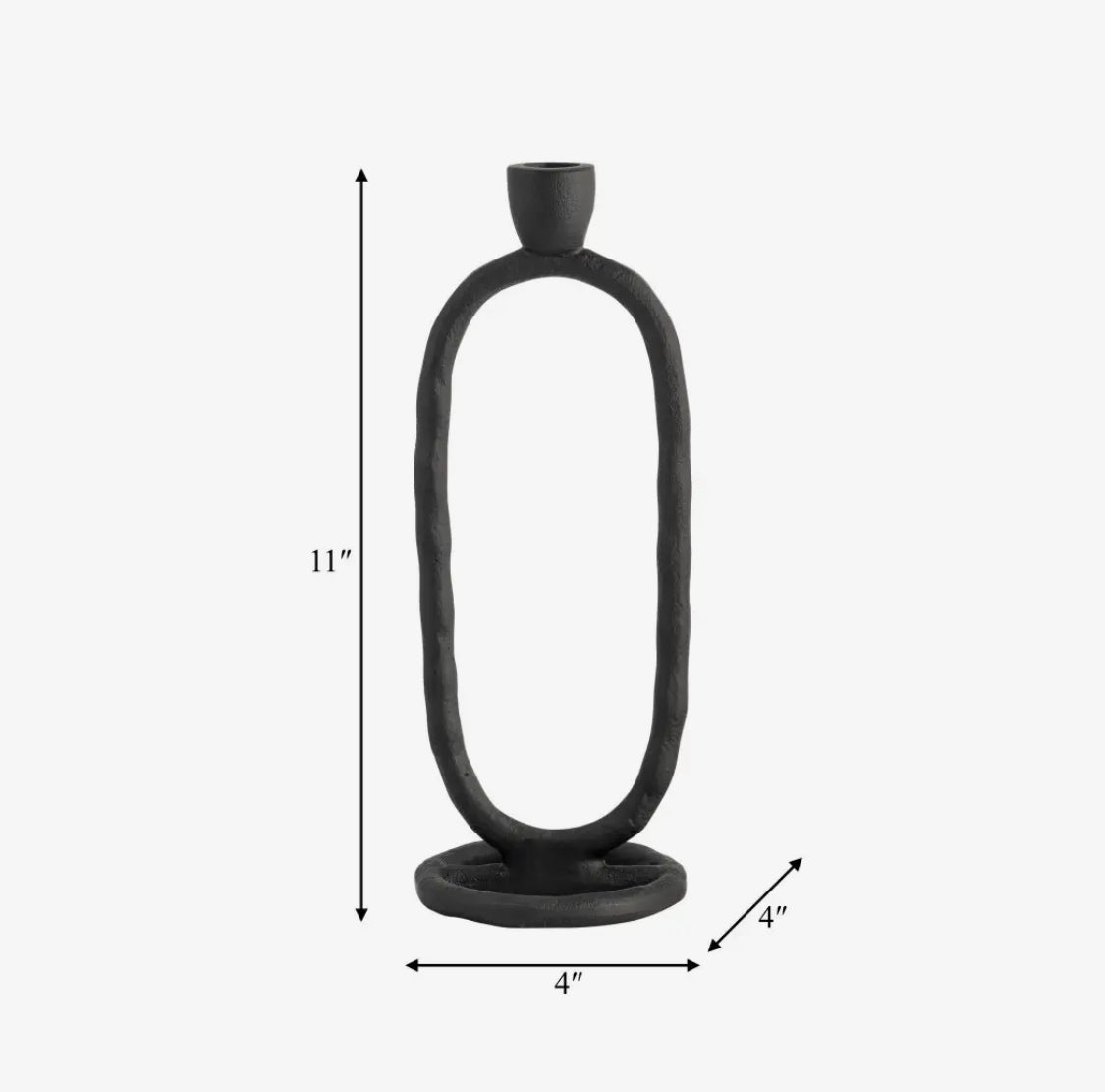 11” Metal Open Oval Base Taper Candle Holder