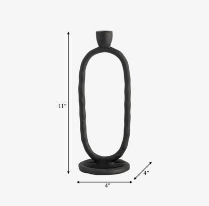 11” Metal Open Oval Base Taper Candle Holder