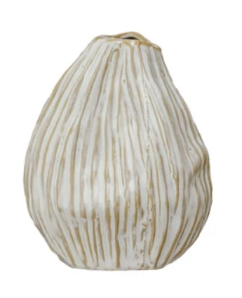 Stoneware Pleated Organic Shaped Vase-2