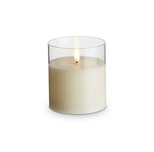 3.5” x 4” Clear Glass Ivory Pillar Candle