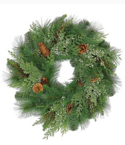 24” Cedar, Pine & Cone Wreath