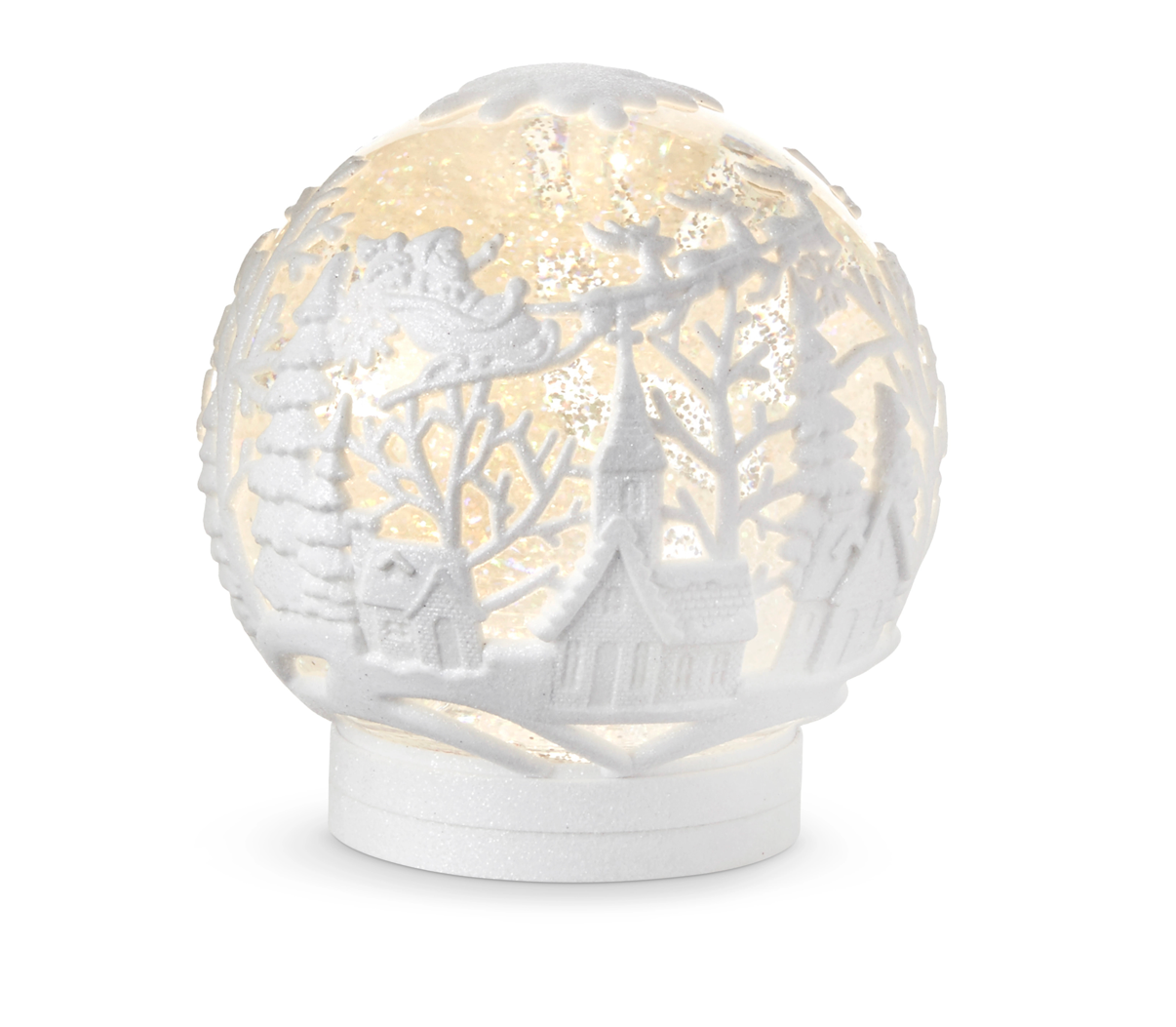 6.25” Town Scene Lighted Swirling Glitter Embossed Globe