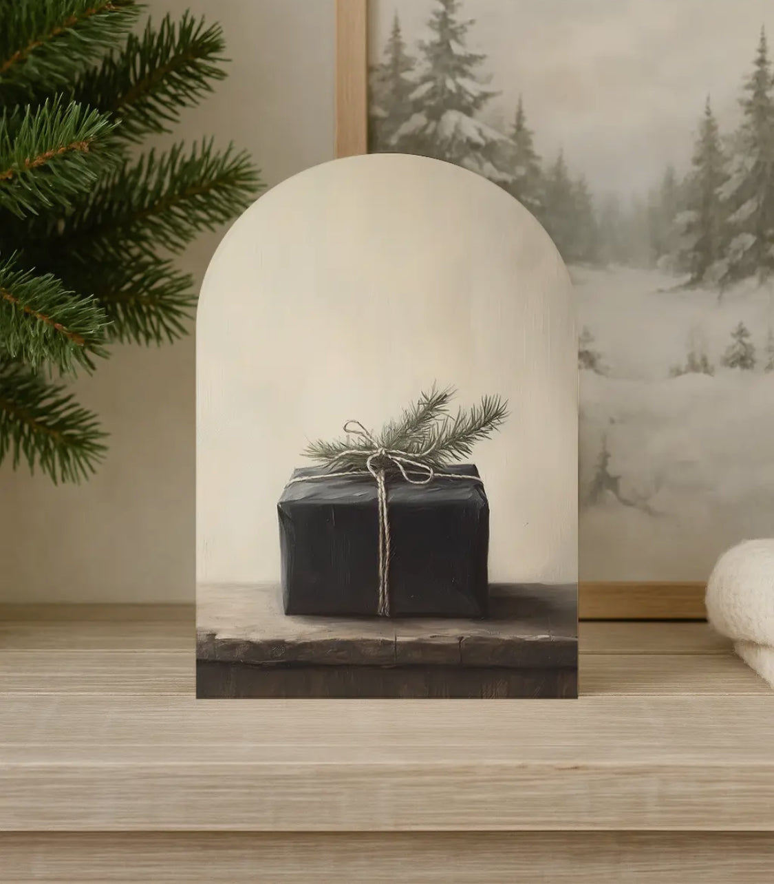 10”x7” Wrapped Gift Arch Wood Sign