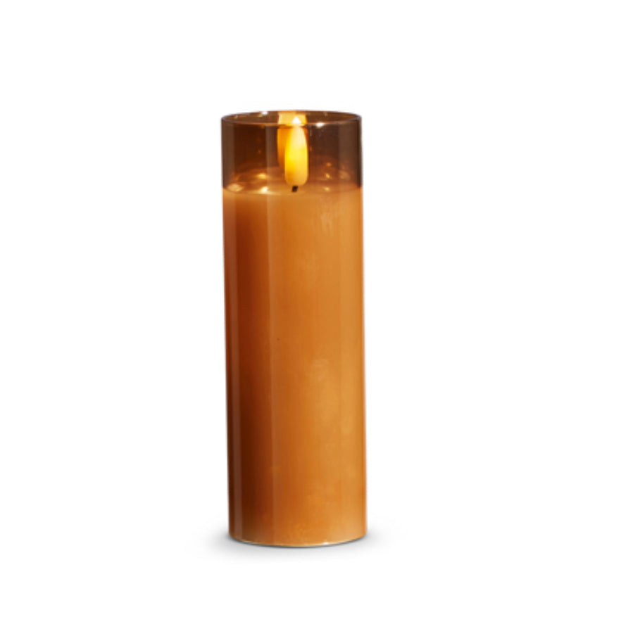 2” x 6” Gold Glass Ivory Pillar Candle