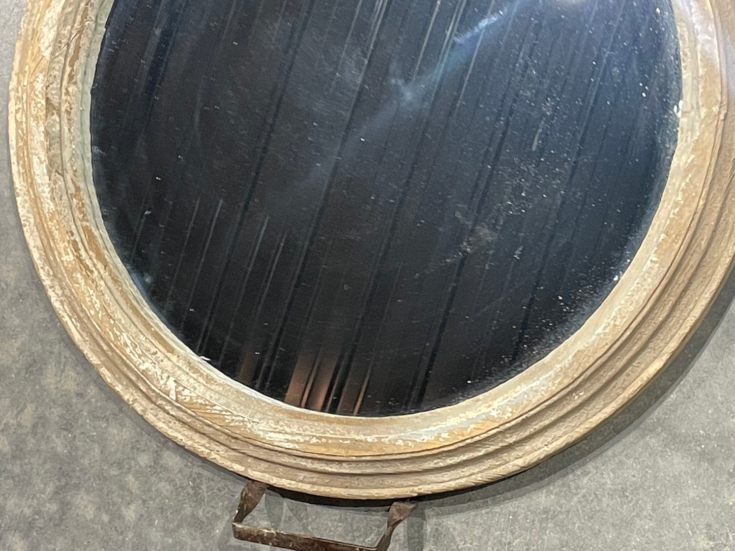 Rustic Ivory Wood Mirror w/Handles