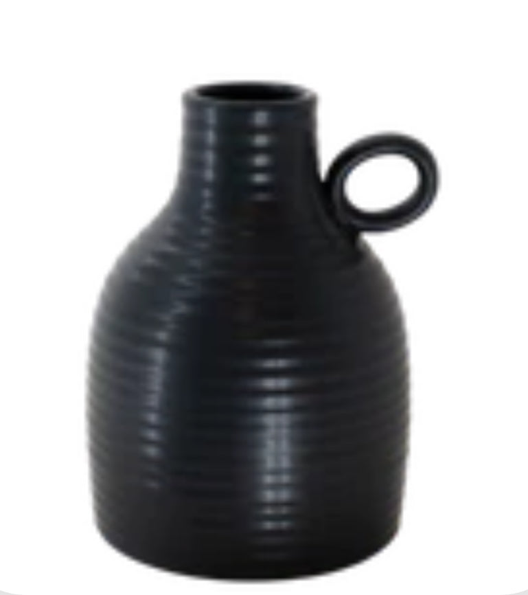 Black Ceramic Vase w/ Handle