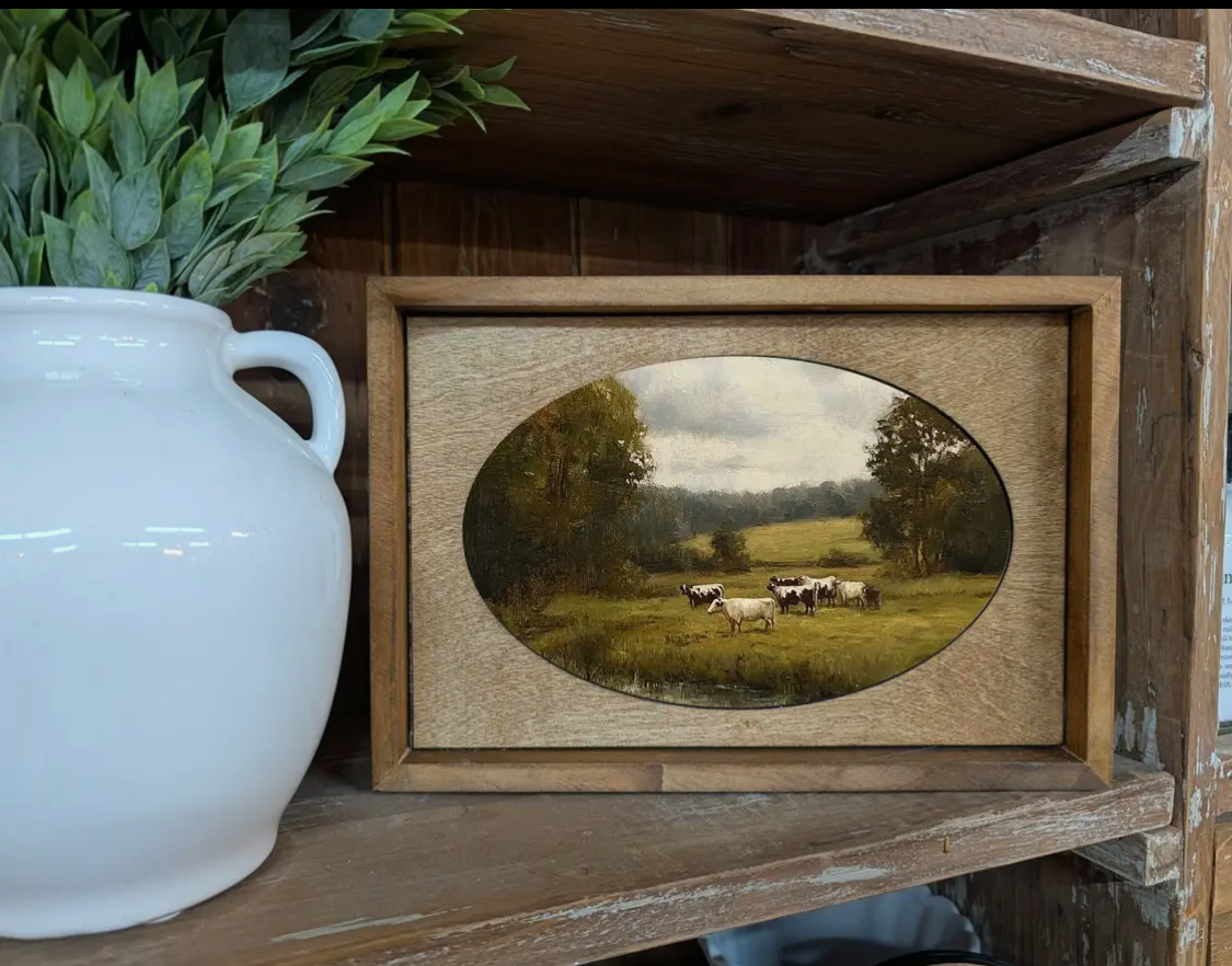 Box Framed Canvas Art Green Pastures