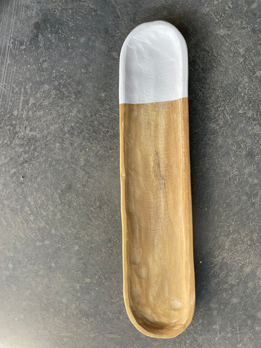 Paulownia Oval Boat -wood/white