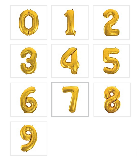 34” Gold/Silver Number Balloons 0-9