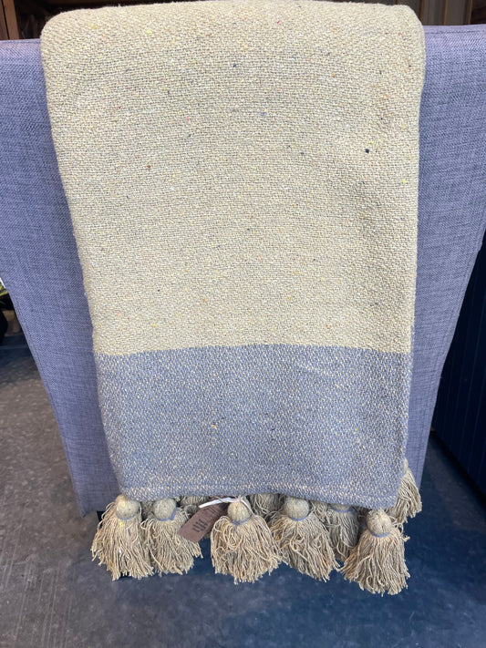 Mustard Recycled Cotton Throw w/Tassels
