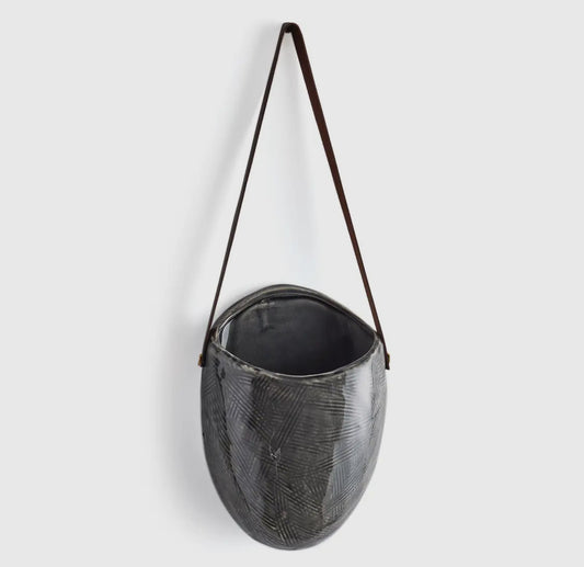9” Grey Organic Wall Planter