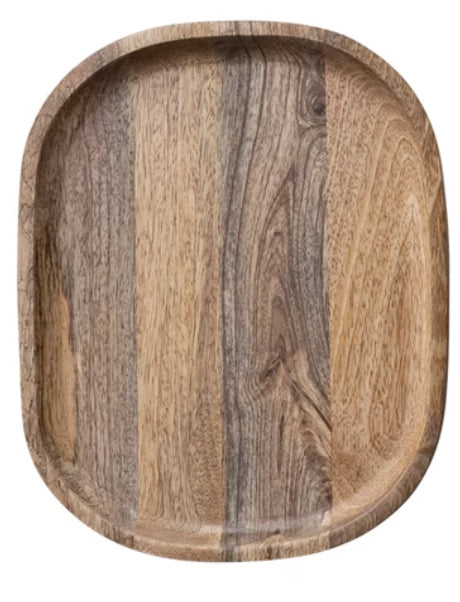 11-3/4”L x 9-1/2”W Oval Mango Wood Tray