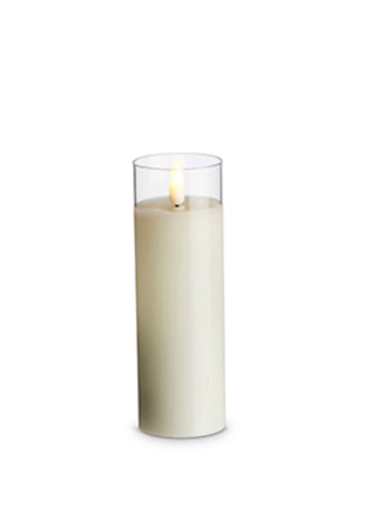 2” x 6” Clear Glass Ivory Pillar Candle