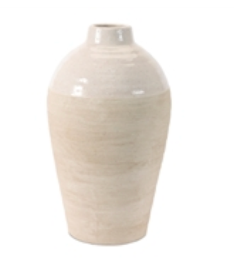 15.5”H Cream Stoneware Vase