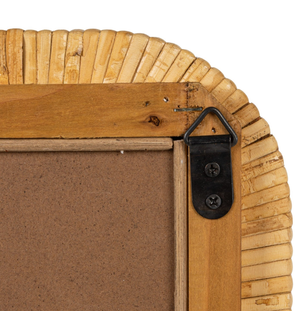 20-1/4” Square Rattan Wrapped Framed Wall Mirror