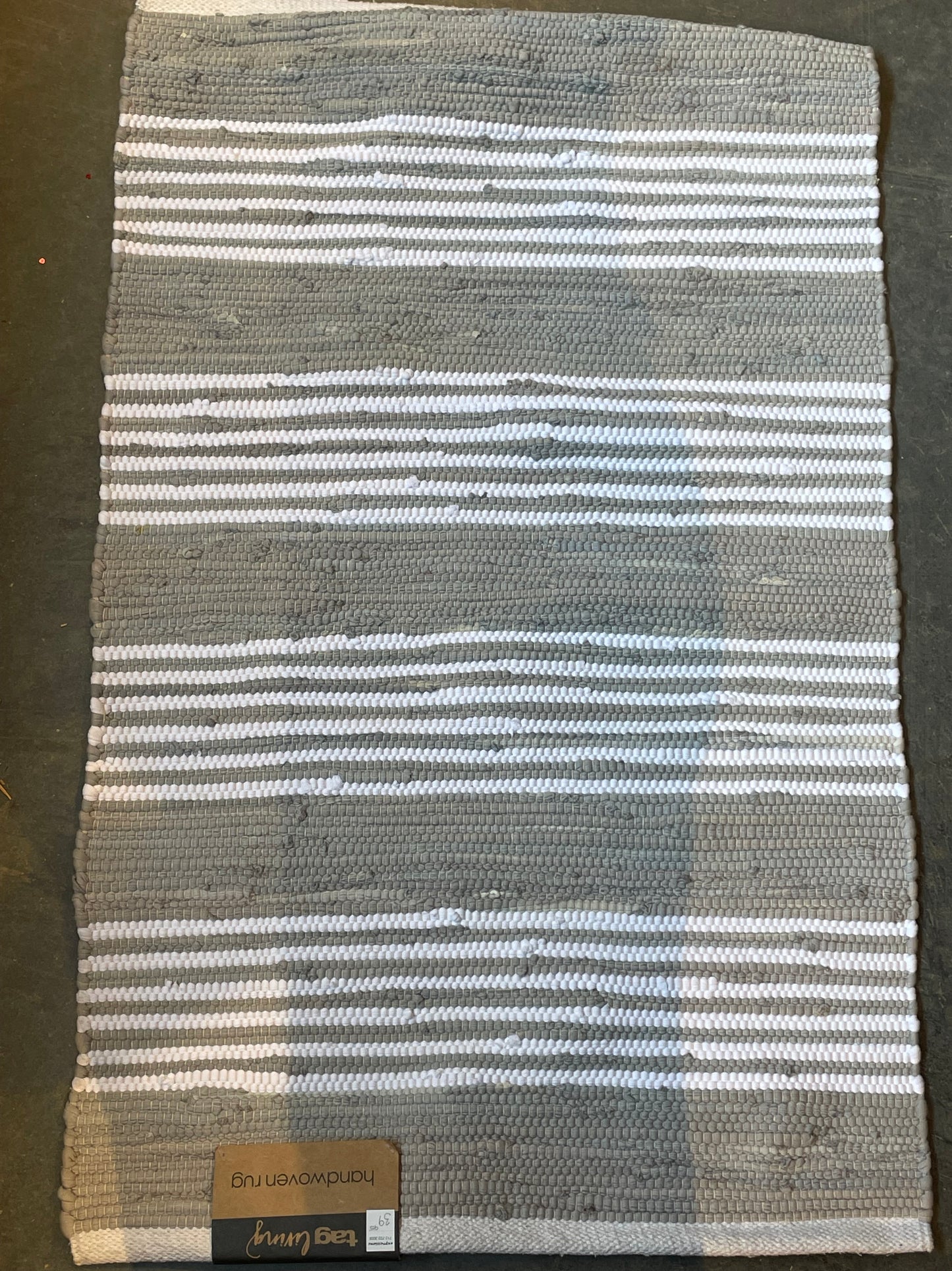 Grey/White Striped Rug