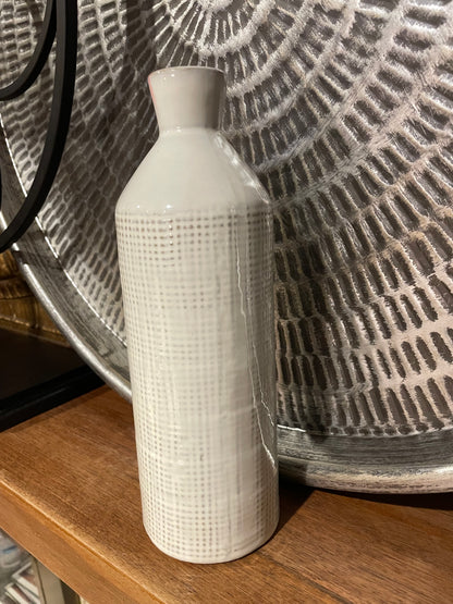 9.8” white ceramic vase