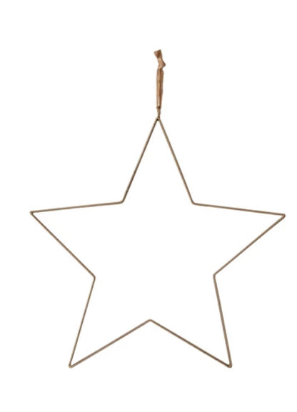 Antique Brass Metal Star w/Fabric Ribbon