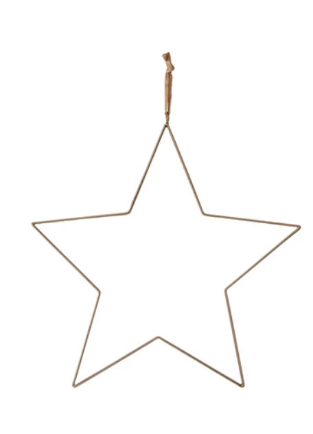 Antique Brass Metal Star w/Fabric Ribbon