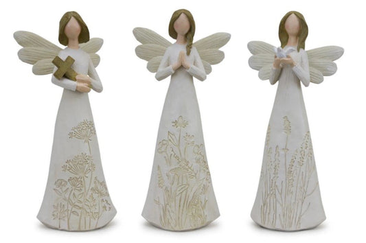 Floral Etched Angel Figurine