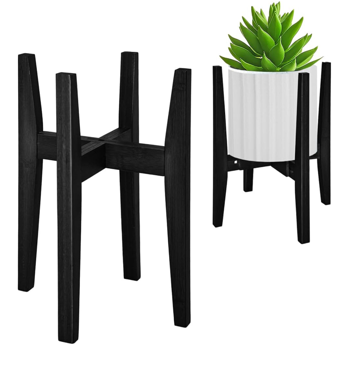 Bevel Black Adjustable Plant Stand