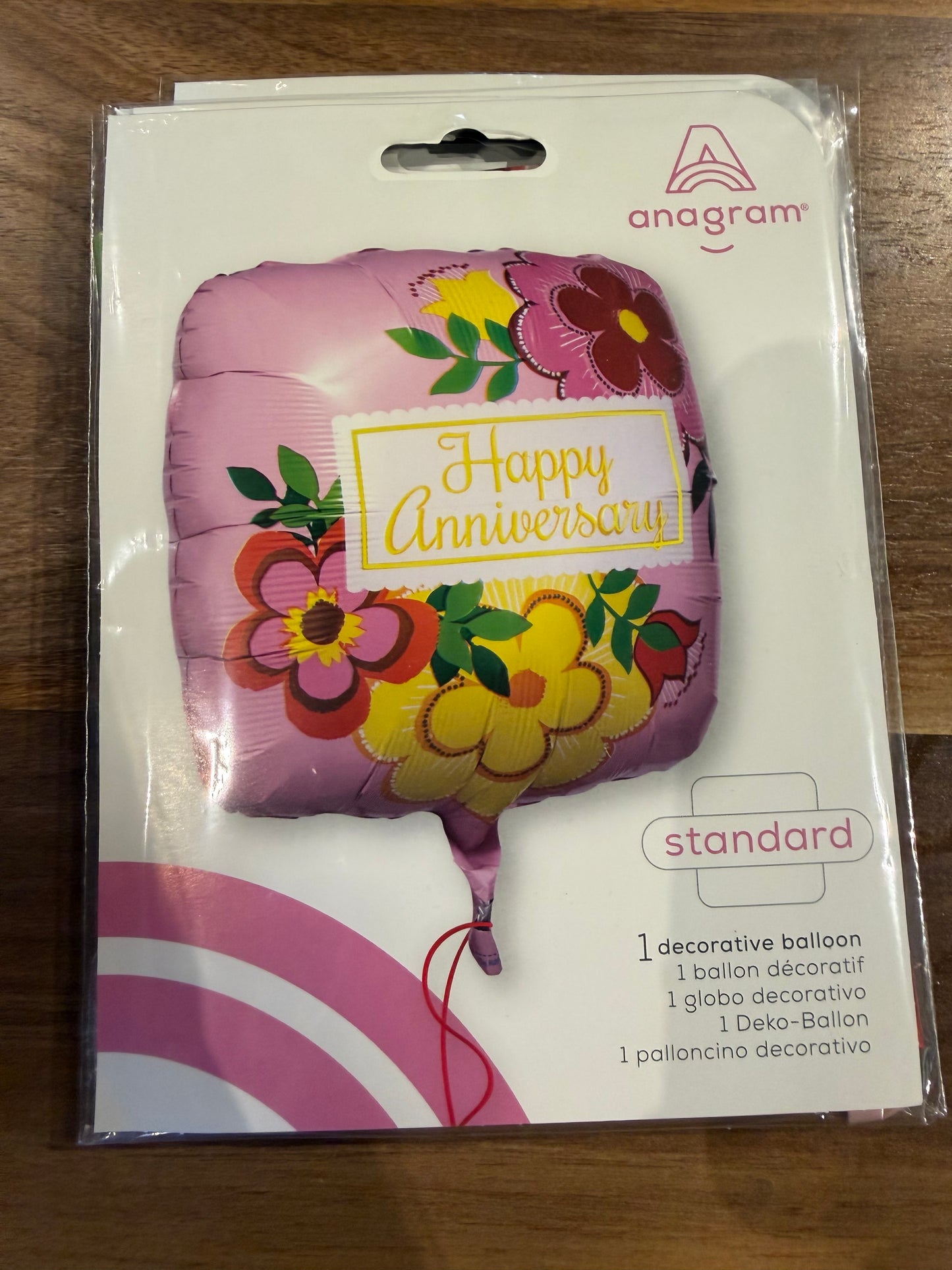 18” Square Happy Anniversary Mylar Balloon