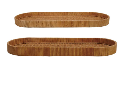 Oval Decorative Hand-Woven Rattan Tray-sm