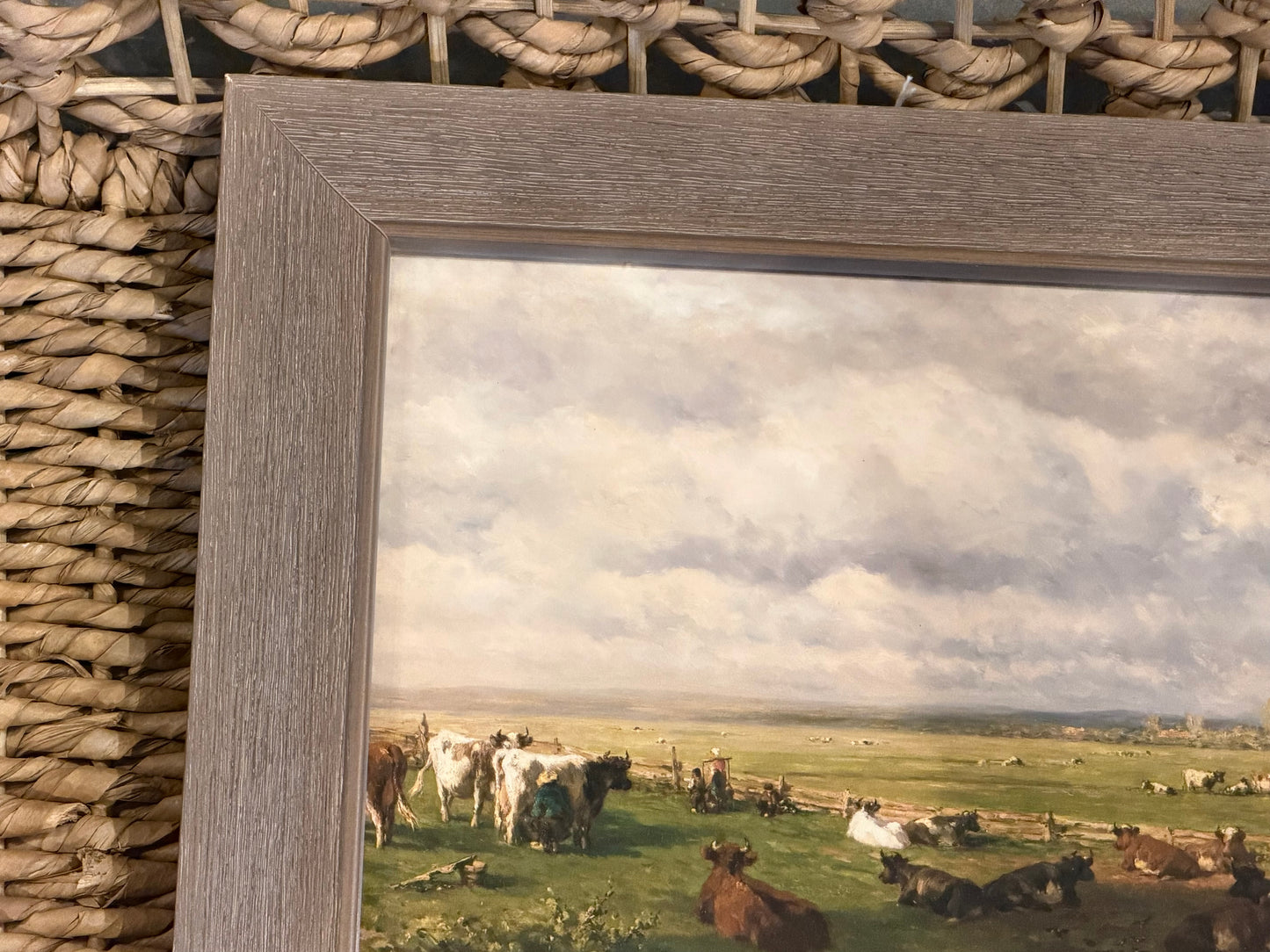 8” x 10” Vintage cow landscape oil painting