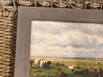 8” x 10” Vintage cow landscape oil painting