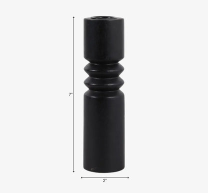 7” Black Mango Wood Taper Candle Holder