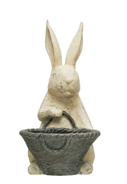 8-3/4” Resin Rabbit w/ Basket