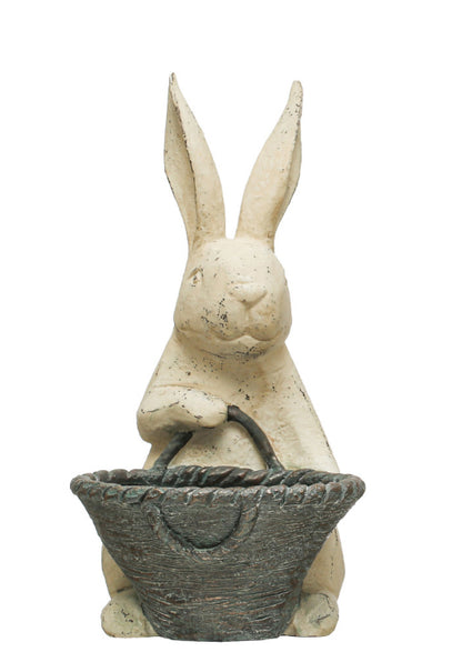 8-3/4” Resin Rabbit w/ Basket