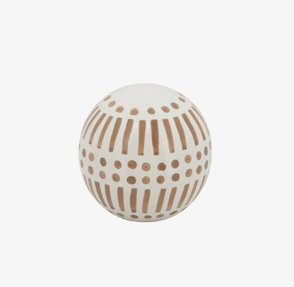4” Brown/Tan Ceramic Round Line Orb