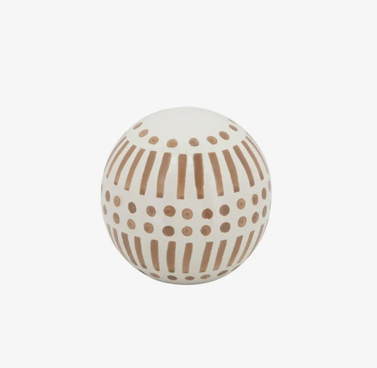 4” Brown/Tan Ceramic Round Line Orb