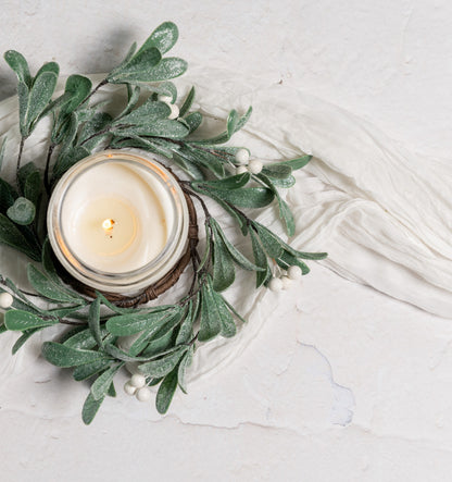 12” Glittered Mistletoe Candle Ring