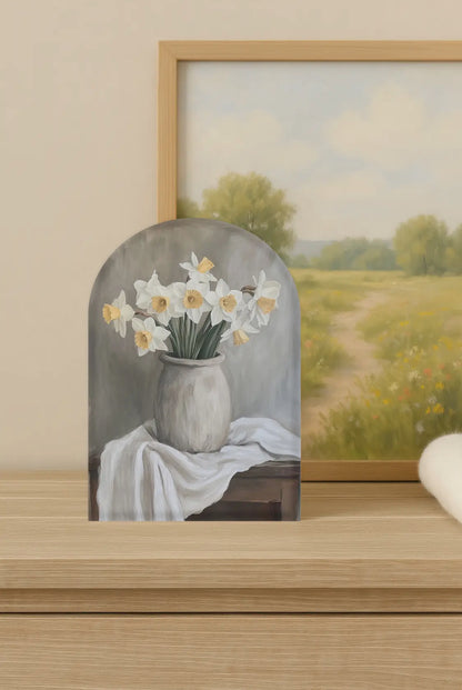 6”x4” Daffodil Floral Wood Arch Sign