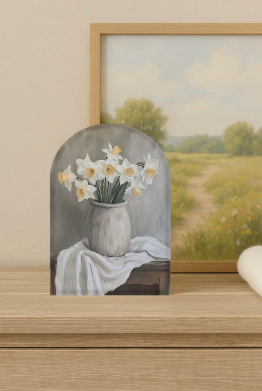 6”x4” Daffodil Floral Wood Arch Sign