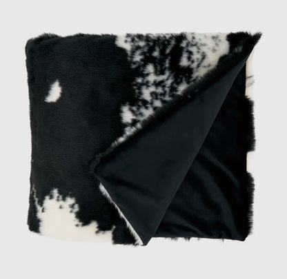 Black Faux Fur Cow Hide Throw