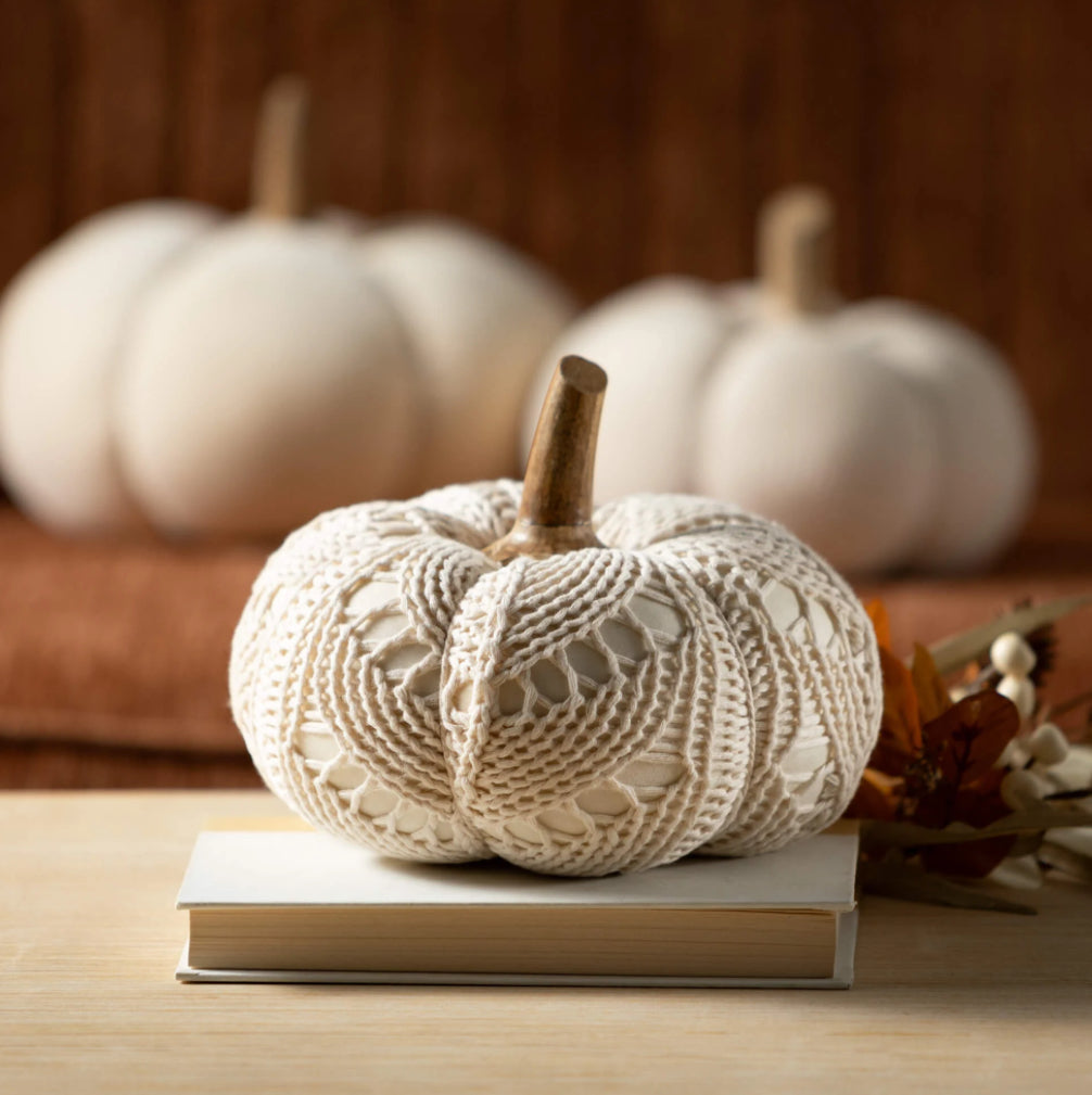 6.25” Boho Cream Plush Pumpkin
