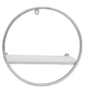 12” Silver Metal/White Wood Wall Shelf