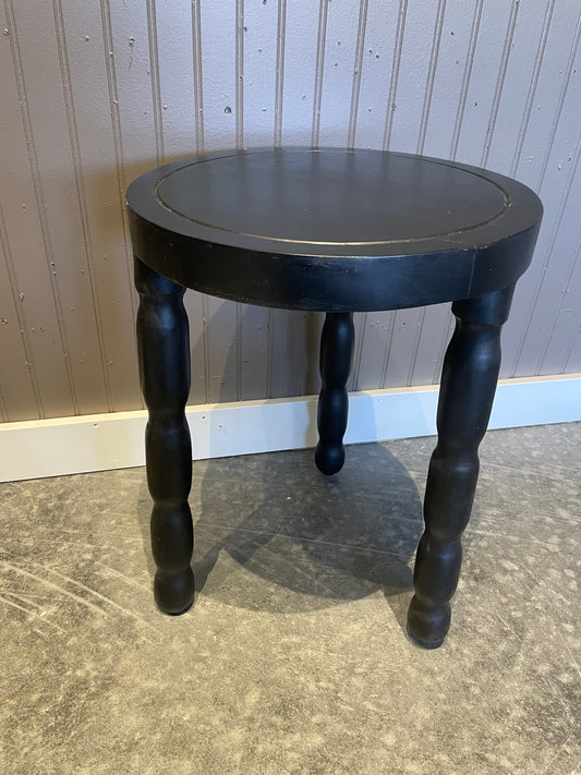 Black Round Reclaimed Wood Stool