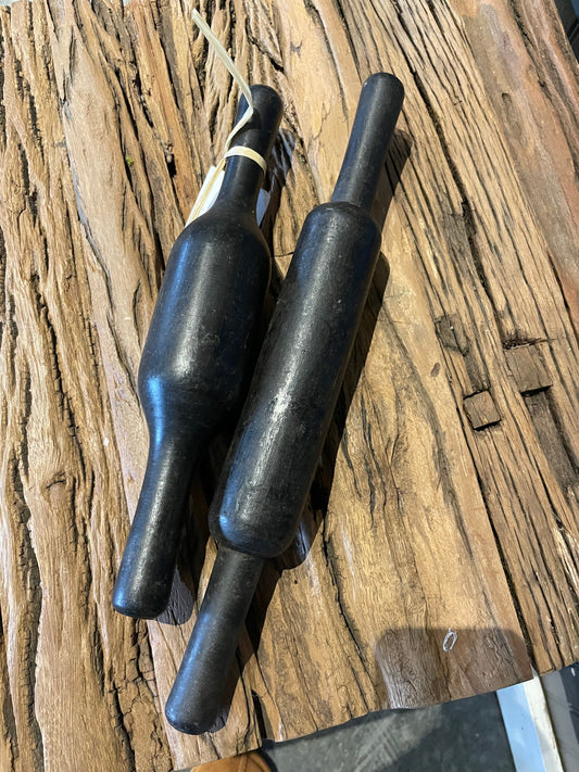 Black Hand-Carved Rolling Pins, w styles