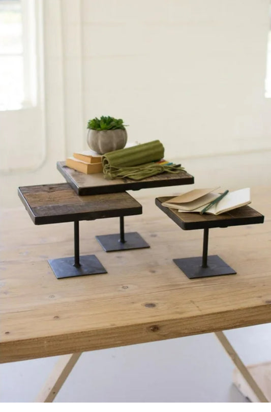 Recycled Wood Risers w/ Antique Black Stand-Large