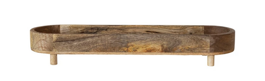 21-1/2” Mango Wood Footed Tray