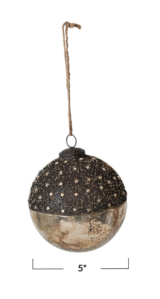 5” Mercury Glass Ornament w/Stars