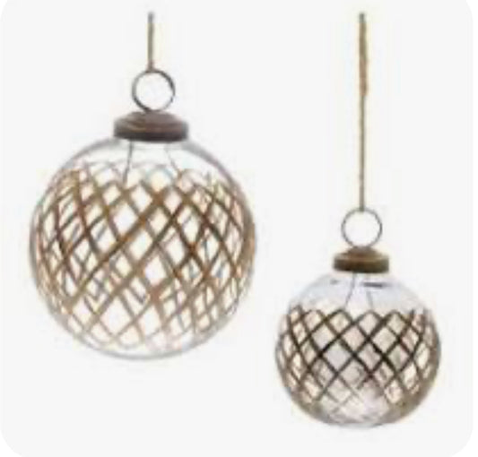 Etched Harlequin Glass Ball Ornament -Lg