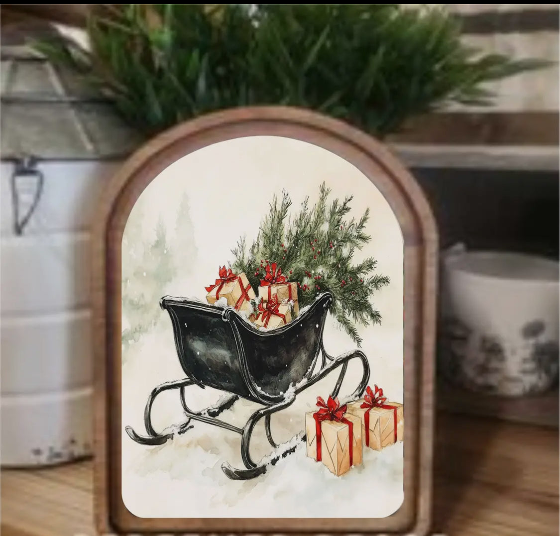 8” Arch Top Black Sleigh Framed Arch