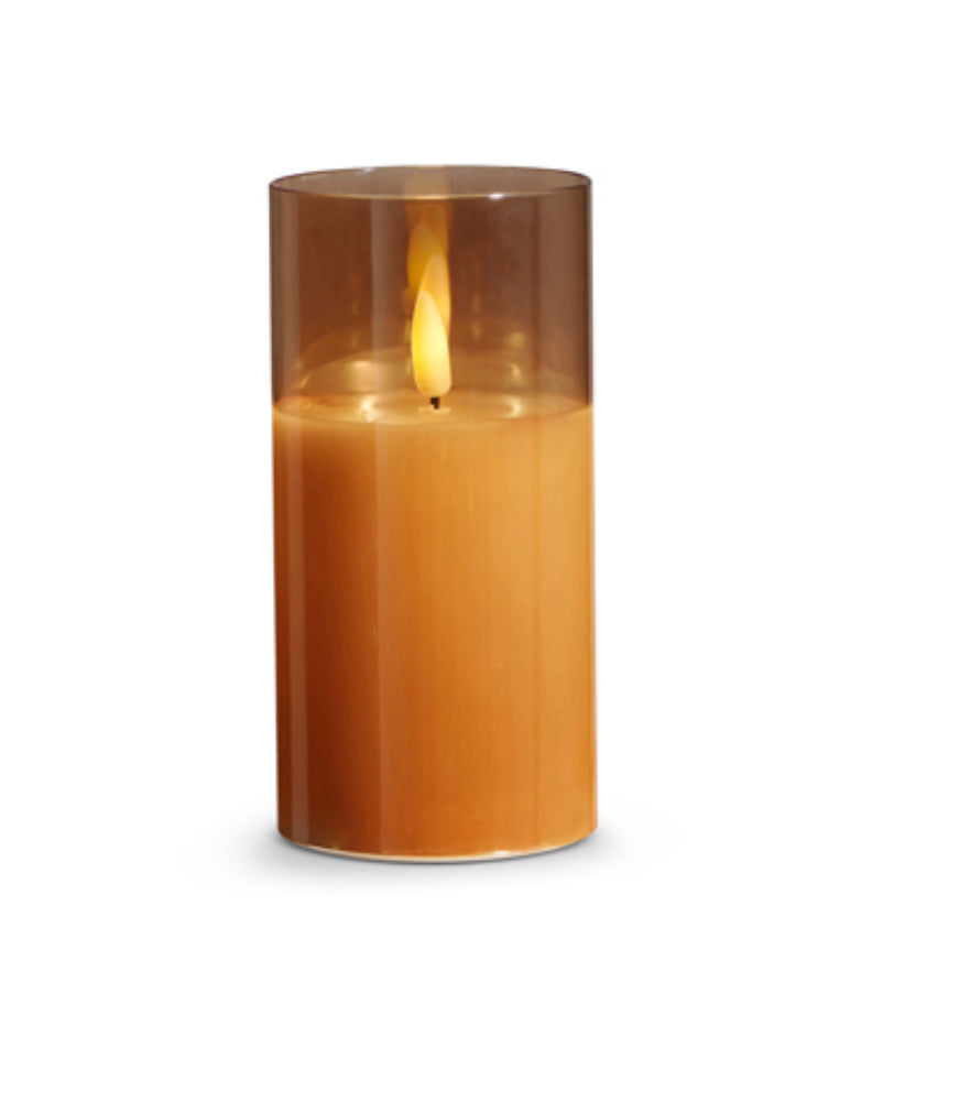 3” x 6” Gold Glass Ivory Pillar Candle